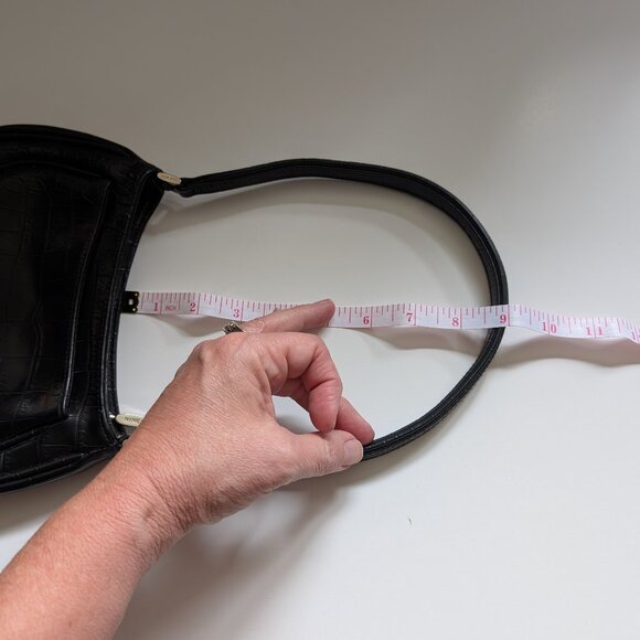 Nine West Black Croc Embossed Shoulder Bag | Y2K Vintage Handbag - Picture 14 of 14